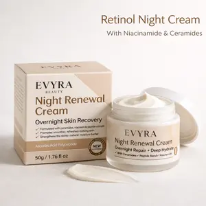 EVYRA Night Renewal Cream with Retinol, Niacinamide & Ceramide Complex – Overnight Skin Recovery Moisturizer with Hyaluronic Acid & Squalane for Smoother, Firmer-Looking Skin, Deep Hydration & Barrier Support, 50g / 1.76 fl oz