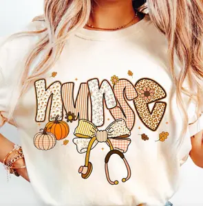 Fall Pumpkin Nurse T-Shirt, Sweatshirt, Hoodie With Stethoscope & Bow – Cute Autumn Nursing Tee for Nurses, Medical Staff & Nursing Students, Perfect for Fall & Thanksgiving Gifts