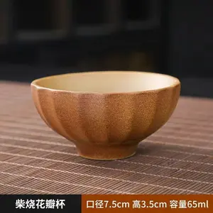 A30. Retro rustic pottery “Dousha” tea cup, wood‑fired imitation—master cup for outdoor tea gatherings
