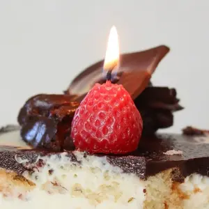 Beeswax Strawberry Birthday Candles Cotton Light