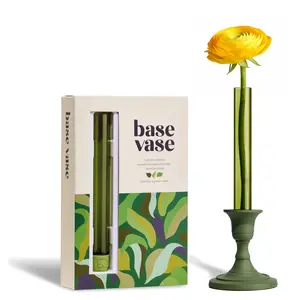 Base Vase 3-Pack (Green) - The Original Bud Vase That Fits in Taper Candle Holders | Create Floral Arrangements for Tablescapes, Centerpieces, Weddings and Home Decor
