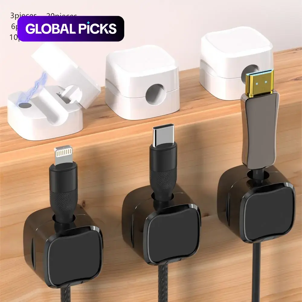 Magnetic Cable Management Clips, 3/6/10/20/30-Piece, No-Drill Adhesive Cable Clips, Desk Organizer for Data & Network Cables, Cord Organizer, Office & Computer Desk Accessories #GLOBAL PICKS
