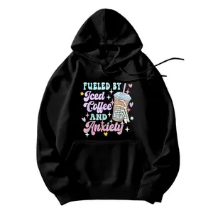 Comfy Hoodie Sweatshirt Fueled By Iced Coffee And Anxiety Coffee Lover Golf Gift For Men And Women