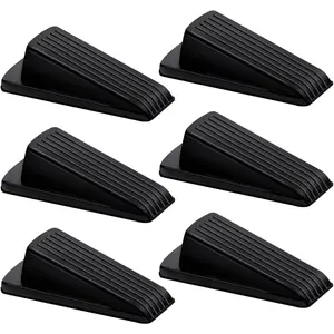 Door Stop, Door Stopper, Door Wedge, 6 Pack Rubber Door Stopper, Rubber Door Stops for Bottom of Door, Works   Floor Types (Black)