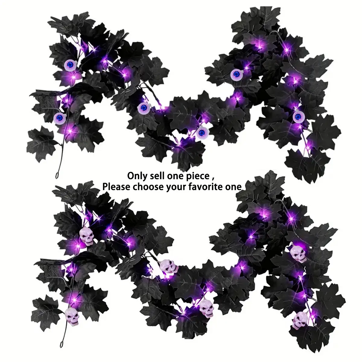Halloween DIY Hanging Maple Leaf Vine Lights, 20 LED Battery Operated Decorative String Light for Garden Patio Pathway Gate Decoration, Outdoor Decorative Light, Party Lights