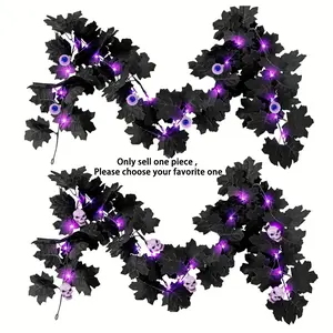 Halloween DIY Hanging Maple Leaf Vine Lights, 20 LED Battery Operated Decorative String Light for Garden Patio Pathway Gate Decoration, Outdoor Decorative Light, Party Lights