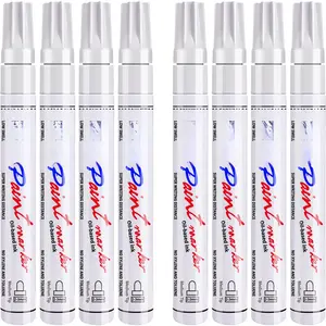 White  Pens Permanent  Markers - 8 Pack Oil Based Marking Pens, Medium Point, Quick Drying and  Pens for Rock Painting  Tyre Metal, Plastic, Canvas, , Glass
