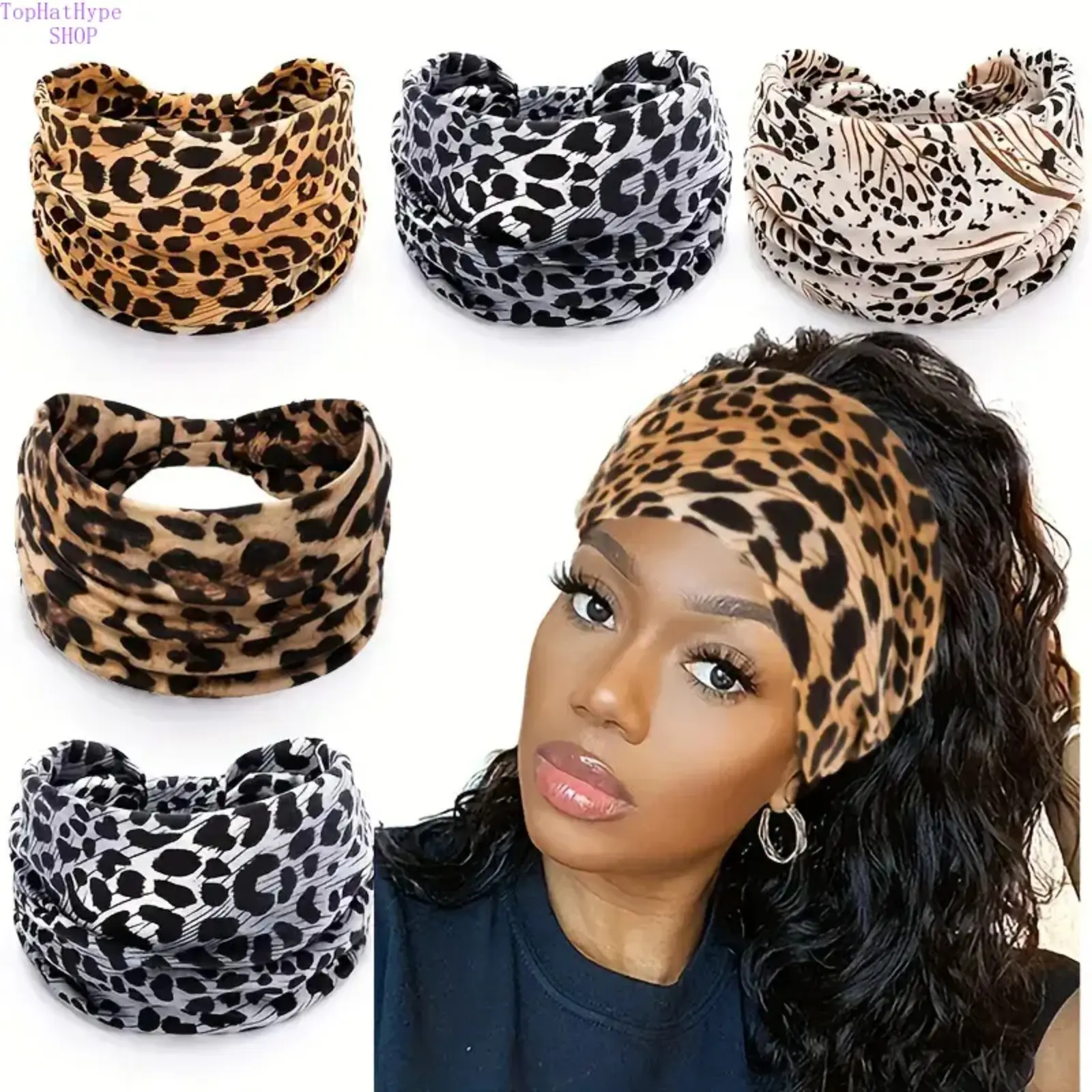 Women's Boho Sweatband Headbands (4-Pack) - Wide Elastic, Assorted Boho Cashew Look & Plain Designs, Casual Athletic Hair Wraps for Sports & Daily Use, One Size, Sweatband Headband