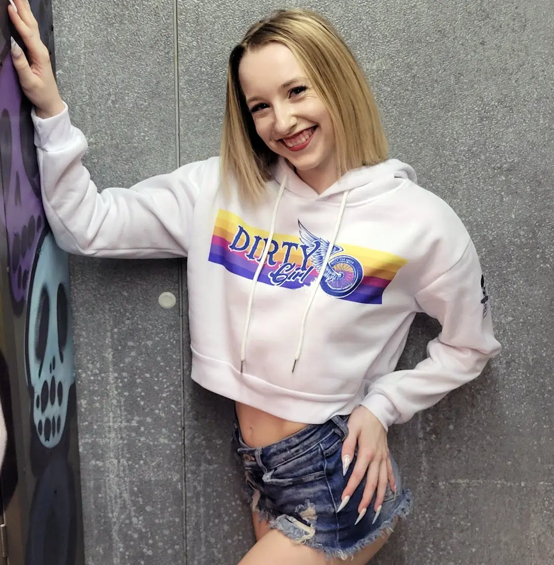 Dirty Girl Rainbow Crop Hoodie - Womenswear Casual Sweater with Hood and Hoodie Design, Made of Polyester for Comfort