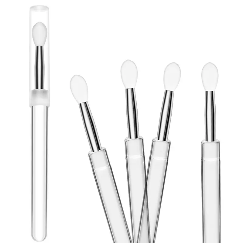 5pcs Silicone Lip Brush With Lid Mini Professional Portable Makeup Brushes Lip Mask Brush Lipstick Eyeshadow Brush Smudged Lipstick Brush