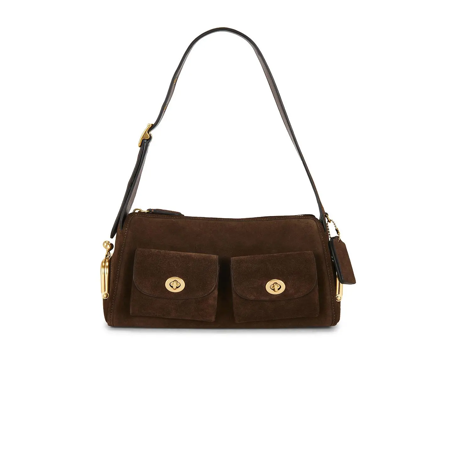 Coach The Coach Originals Suede Turnlock Haversack 27 in Dark Chocolate