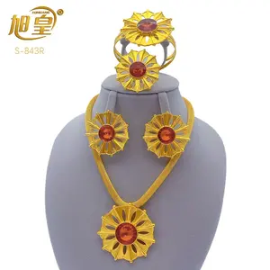 Luxury Dubai African Necklace Earrings Jewelry Set For Women 24K Gold Plated Indian Nigeria Bridal Wedding Party Jewellery Gifts