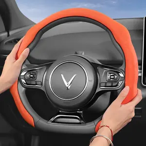 For VinFast Alcantara Leather Steering Wheel Cover Suede Quick-install Design All-season Anti-slip Sweat-absorbing For VF 3/VF 5/Herio Green/VF 6/VF 7/Limo Green/VF e34/VF 8/VF 9 Black Orange Red Pink Green White			