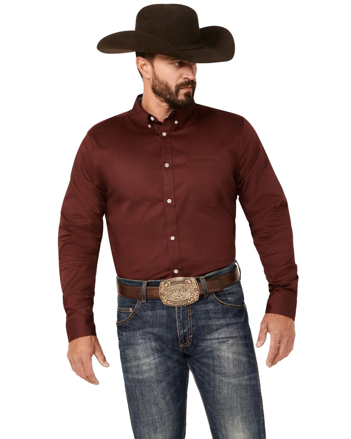 Cody James Men's Men'S Basic Twill Long Sleeve Button-Down Performance - Cjfa23w17-B Wine