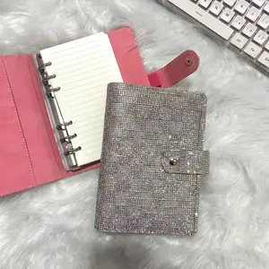 Creative Diamond Notebook A6 Size Loose-Leaf Book Detachable Lined Pages Magnetic Buckle Design DIY Handmade Journal Perfect Office Gift