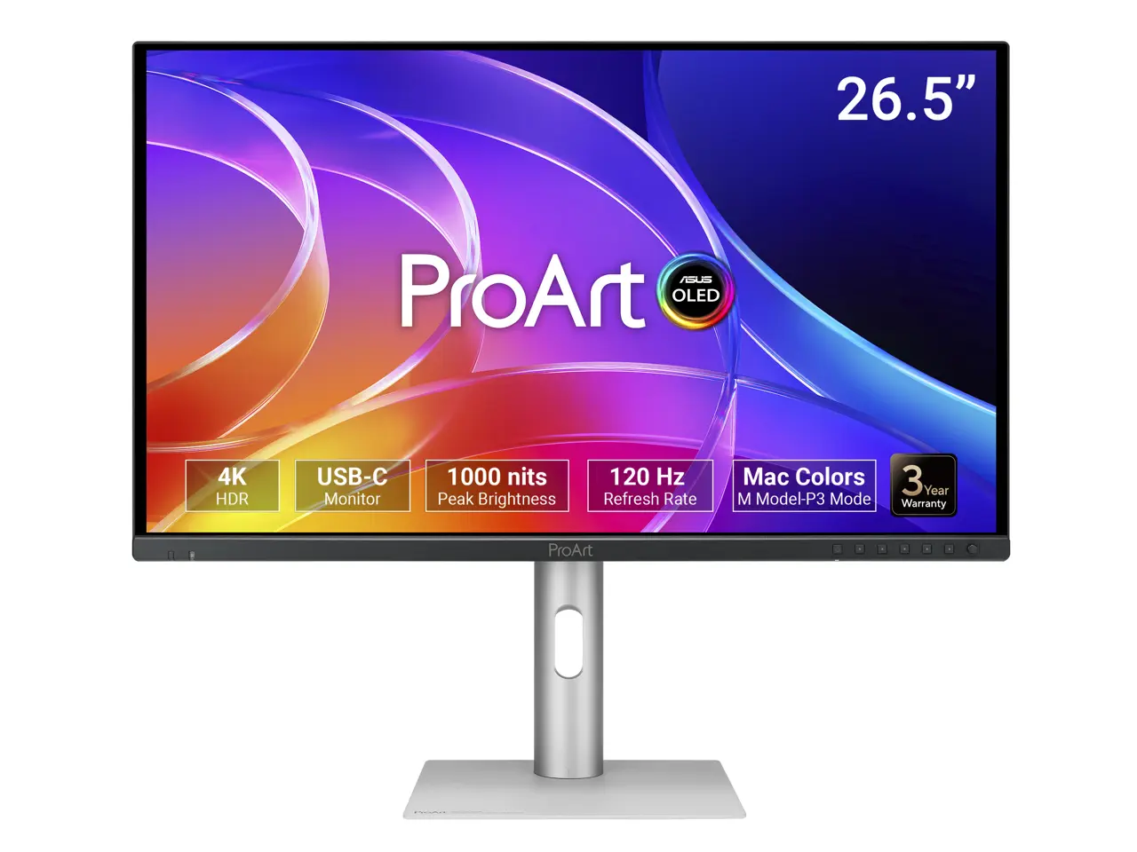 ASUS ProArt Display 27" 4K OLED USB-C Professional Monitor (PA279CDV) - QD-OLED, 120Hz, HDR10, 99% DCI-P3, ?E < 1.5, Calman Verified, USB-C (96W PD), Auto KVM, Ergonomic Stand, Mac