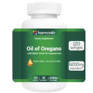 HARMONIFY Oregano Oil 6000mg with Black Seed Oil 200mg – Immune & Respiratory Support – 100% Natural Softgels – Powerful Herbal Antioxidant Supplement – 60 Servings