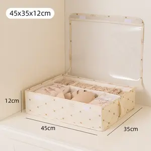 Clothing storage box, underwear storage, compartmented, transparent fabric, camellia socks, bedroom wardrobe drawer, drawer-style