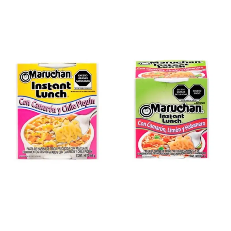 Maruchan Sabor Camaron y Chile Piquin, Camaron,limon y habanero 64g