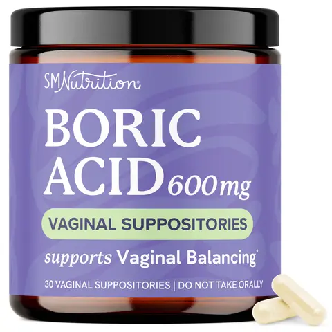 Boric Acid Suppositories for Women 600mg | pH Balance, Odor & Itching Support | Boric Acid Suppositories | 30 Count