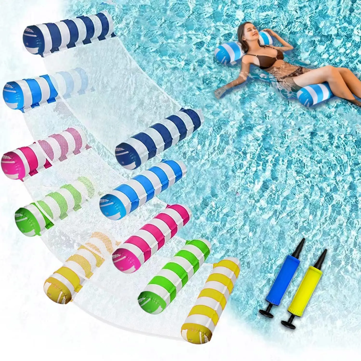 5 Pack XL 4-in-1 Water Pool Floats, Multi-Purpose Pool Hammock Float, Saddle, Lounge Chair & Drifter, Premium PVC Pool Float for Adults, Summer Pool & Beach Accessories