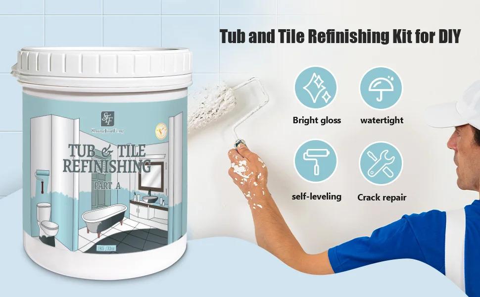 Ceramic Paint Kit for Bathtubs & Tiles, Includes Tools. Applicable to Ceramics,sinks, Countertops and Ceramics Floor Wall