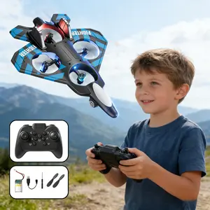 Remote Control Jet Fighter Plane Jet Toy for Kids 360° Stunt Flips, Colorful LED Lights, Easy RC Drone Toy for Beginners Levitating Flying Foam Airplane