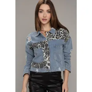 Leopard Patchwork Denim Jacket