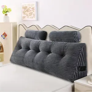 Headboard Pillow Full - Adjustable  Support Wedge Pillow for Sitting Up in Bed,  for Reading. Includes Removable & Washable Cover, Grey(54x8x20 Inches)