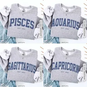 (Leave A Note or DM to Shop) (Ver 3) Custom Zodiac Sweatshirt – Sport Grey Color, Custom Year-Est Your Year Astrology Pullover, Cute Horoscope Energy Gift, Unisex Crewneck Sweatshirt, Birthday Zodiac Sign Outfit