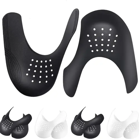 Suitable for Most Sneakers, 4 Pairs Crease Protectors for Jordan 1, Air Force 1, and Dunk Low; Men's 7.5-12/ Women's 5-8.5 (Black+White, Men's US Size 7.5-12)