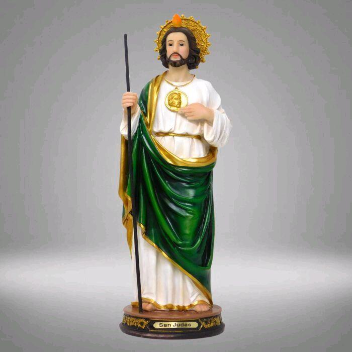 San Judas 12" Inches Tall 20057-12 Classic Estatua - Detailed Figure with Green and Gold Robe Brand New Statue St Jude Thaddeus Patron Saint of the impossible Religious Decor San Juditas