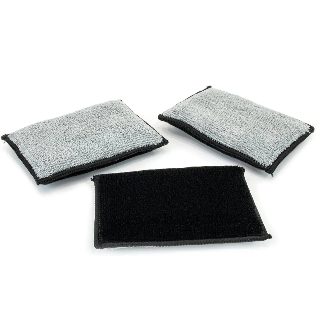 Interior Scrubbing Sponge (5”x3”) for Leather, Plastic, Vinyl and Upholstery Cleaning (Black/Gray) Microfiber