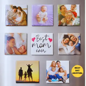 Custom Photo Fridge Magnets (9PCS, 2x2 Inch)  | Personalized Picture Magnets | Aesthetic Gift for Friends, Couples & Family
