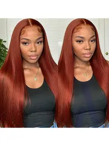 Reddish Brown 13x4 HD Lace Front Wigs Human Hair Pre Plucked Brazilian Straight Human Hair Lace Frontal Wig Auburn Copper Colored Wigs for Women Real Hair