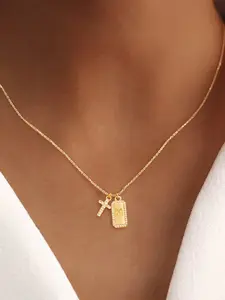 Women's Stainless Steel Chain Necklace, Letter Cross Pendant Design, Faith Necklace, Casual Style Jewelry for All Seasons, Stainless Steel Material