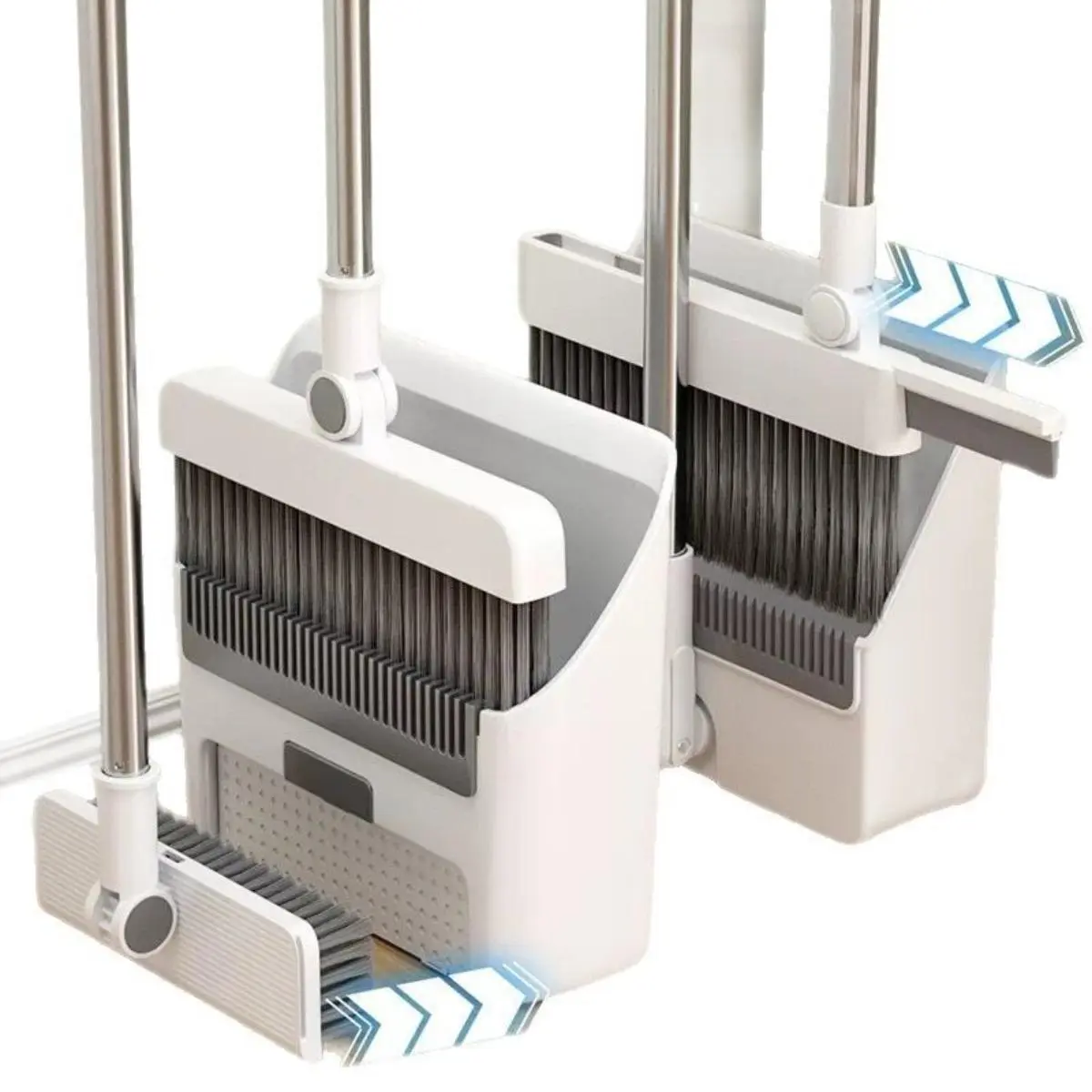 Foldable 3-in-1 Long-Handled Floor Cleaning Set - Scraper Broom, Dust Removal Broom, Dustpan, Brush Combo - Ergonomic, Efficient Home Care Supply for Home, Office Use - Easy to Maintain, 3-In-1 Scraper Brooms