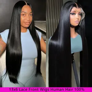 180 Density Straight 13x6 Lace Frontal Wigs Human Hair For Women Pre Plucked 13X4 Lace Front Human Hair Wig For Women