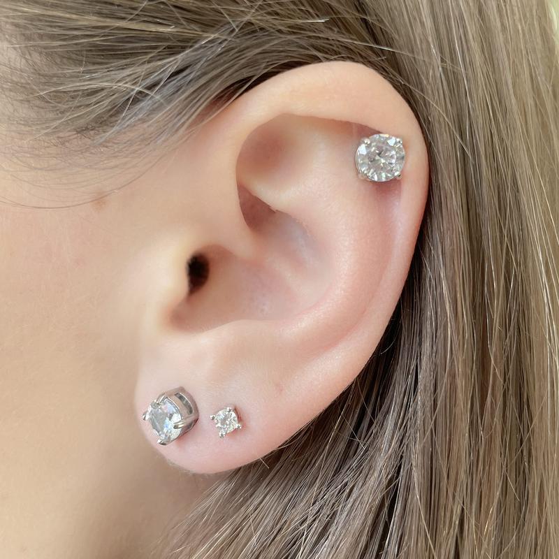 1/2/4 Pairs Magnetic Stud Earrings for Men & Women, Non Piercing CZ Diamond Earrings Stainless Steel Hypoallergenic Non Piercing Earrings 5MM/6MM/8MM