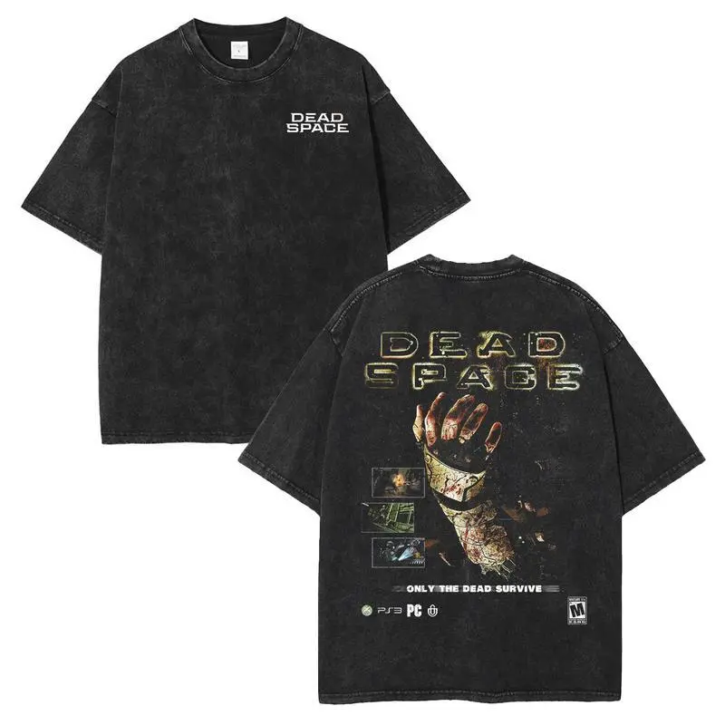 Retro The Dead Space Graphic Tees Washed Tee Game Acid Washed Lightweight Cotton TSHIRT, Gift For Gamer, Survival Horror Graphic Tee, Dark Fantasy Streetwear Casual Menswear fathersdaygift