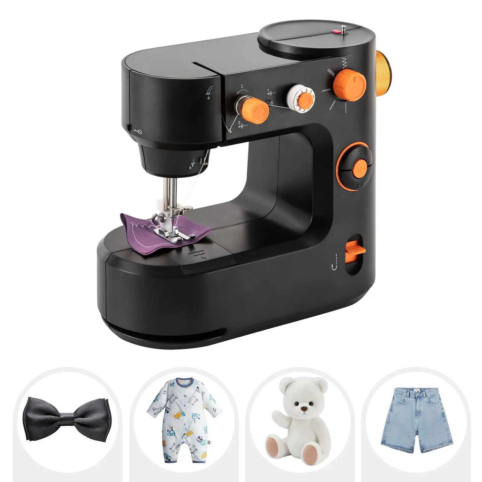 Mini Electronic Sewing Machine for Beginners, Portable Electric Sewing Machine with 5 Stitch Patterns, 2-in-1 Electric and Foot Pedal Control, LED Light, 2.8 lb Compact Design