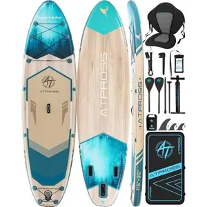 [Spring Glow Up] 11'6"×35" Inflatable Stand Up Paddle Board, 450LBS Capacity, Premium SUP with Kayak Seat for Paddling, Fishing, Yoga & Kayak, Wide Non-Slip Deck, Double-Ended Paddle, Two-Way Pump & Full Accessories