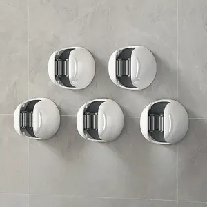 Wall Mount Broom Holder 5 PCS No Punch Broom Organizer Mop Holder Storage for Broom Mop Bathroom Closet Garage Garden Home Organization