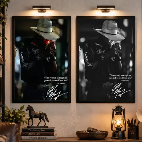 Artistic JB Mauney Dragonslayer Bull Rider Poster, Western Cowboy Wall Art Print, Home Decor Accessory, Fan Gift