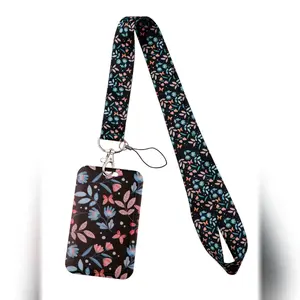 Vintage Leaf ID Card Holder Lanyard, Student Anti-Loss Food Card Bus Card Case, Suitable for Students Teachers Ids Badges Gifts Daily Use