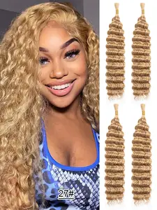 4 Pieces Deep Wave Braiding Hair, Synthetic Braided Hair Extensions, French Curls Pre-Stretched Hair for Braiding, Stylish & Versatile, Synthetic Wavy Hair