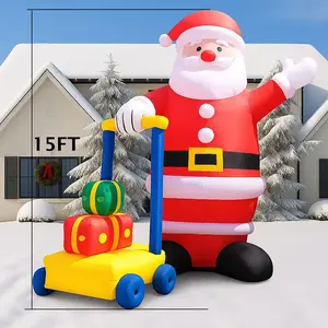 15 FT Giant Christmas Inflatables Santa Claus Outdoor Decorations with Blower, Big Yard Holiday Santa for Lawn, Garden, Party, No Internal Lights