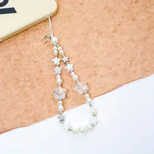Cute, fashionable and creative mobile phone chain lanyard | New white star shaped ins style accessory | Multi functional lanyard, key, camera and hard drive Phone Charms