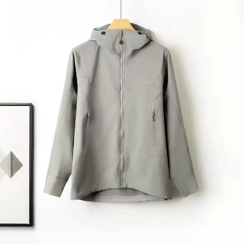 Space Grey Hooded Waterproof and Windproof Outdoor Mountaineering Jacket for Men and Women