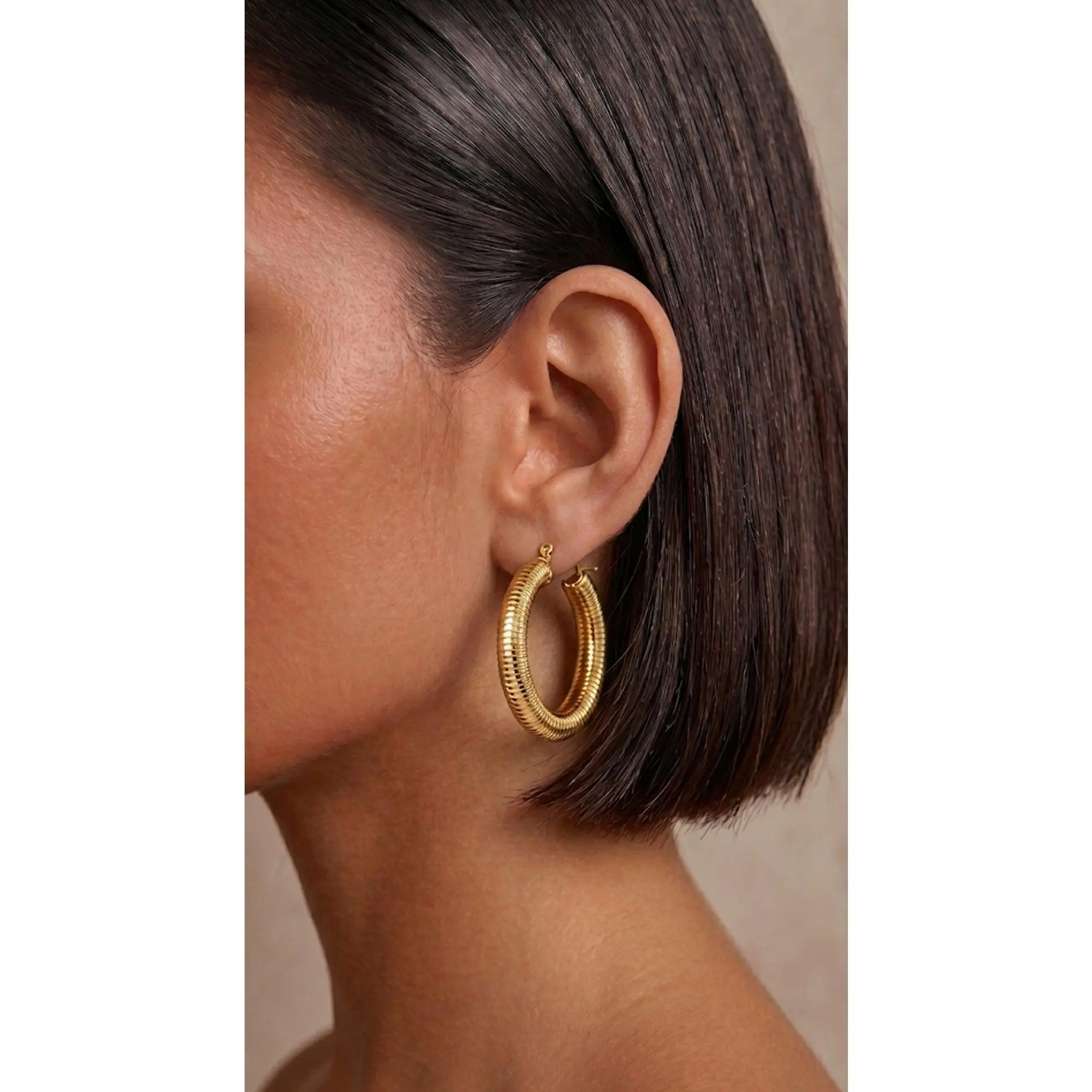 Alessia Textured Hoop Earrings - Gold